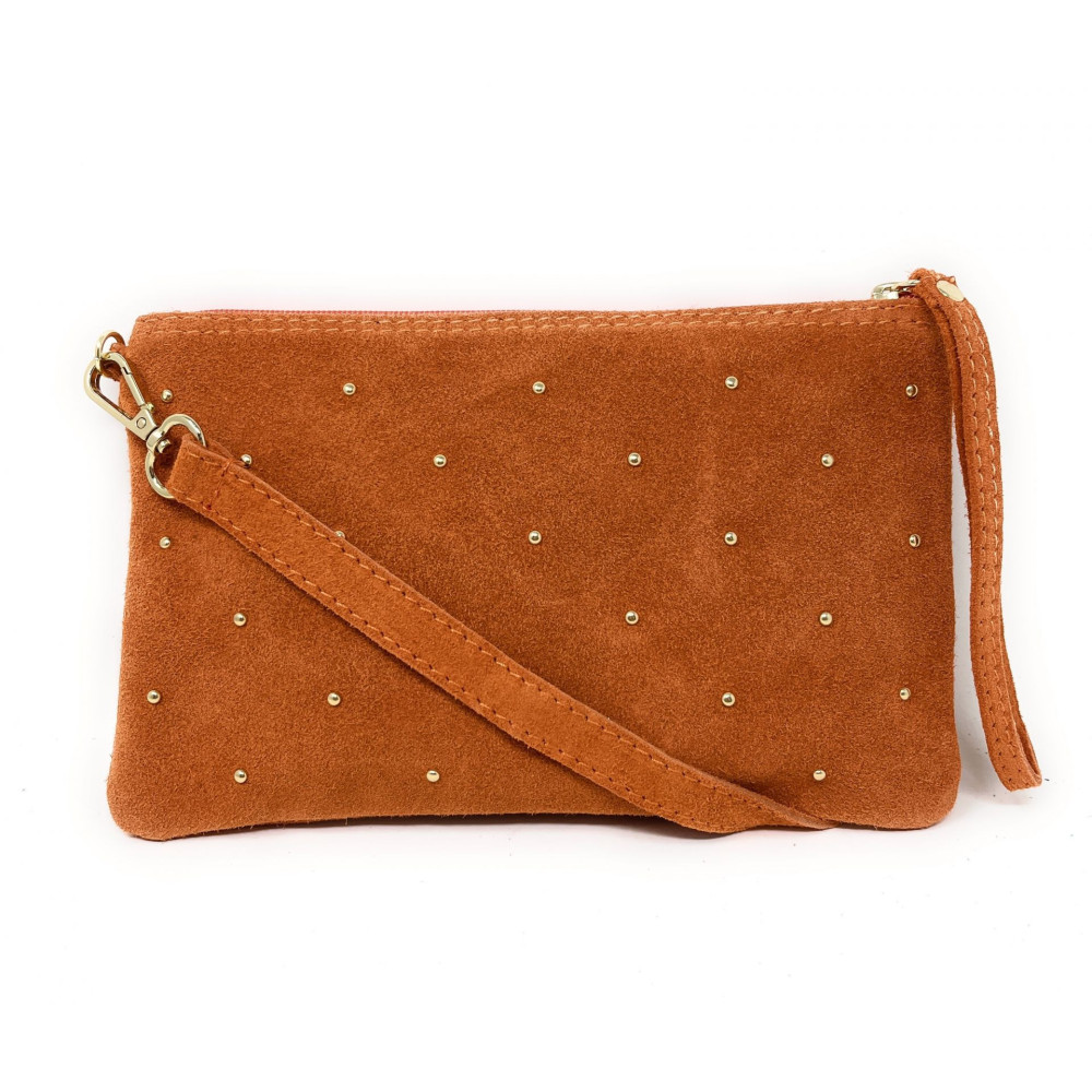 Sac pochette en cuir nubuck DOTS