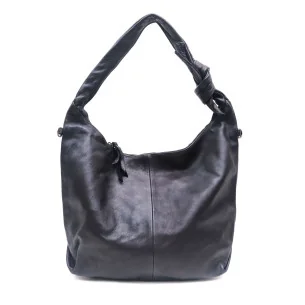 Sac à main hobo femme tendance en cuir pleine fleur souple délavé porté épaule noir