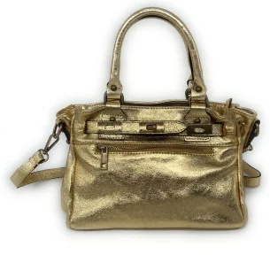 Mini sac à main pour femme en cuir brillant doré avec bandoulière amovible fabriqué en Italie