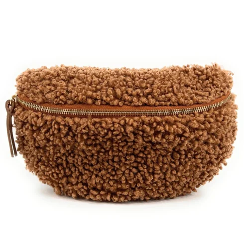 Sac banane femme mode en peluche porté crossbody avec bandoulière amovible couleur choco