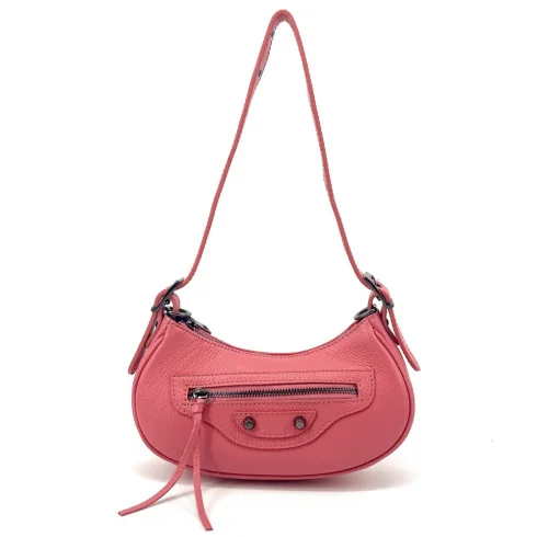 Mini sac à main mode femme en cuir italien pur cuir de vachette porté épaule argent clair sac baguette