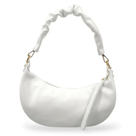 Sac à main hobo très tendance femme en cuir de qualité porté bandoulière ou épaule blanc