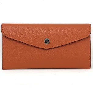 Portefeuille femme très tendance en cuir porté main orange porte-cartes