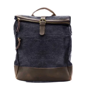 Sac à dos femme en toile et cuir porté main et dos noir sac tendance