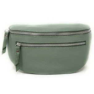 Sac banane femme tendance en cuir porté épaule avec bandoulière réglable vert d’eau