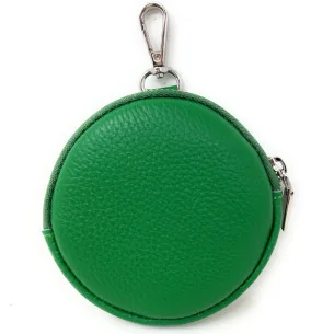 Porte-monnaie femme tendance en cuir grainé italien porté main vert porte carte