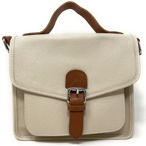 Sac cartable tendance femme en cuir grainé italien porté bandoulière et main jaune moutarde