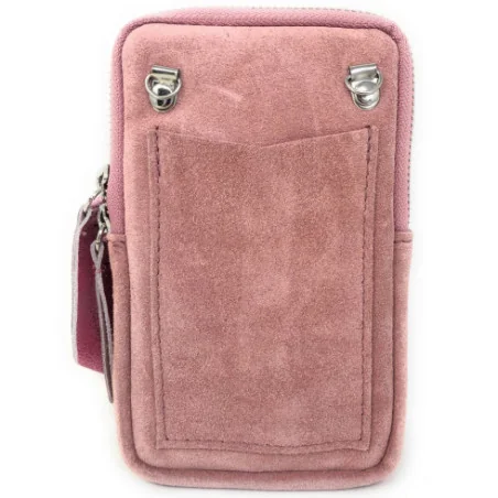 Sac femme tendance en cuir nubuck porté bandoulière rose clair sac pochette