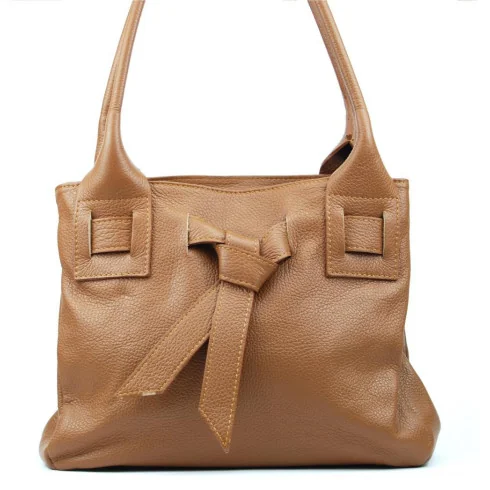 Sac à main femme tendance en cuir grainé Italien porté épaule marron foncé sac trapèze