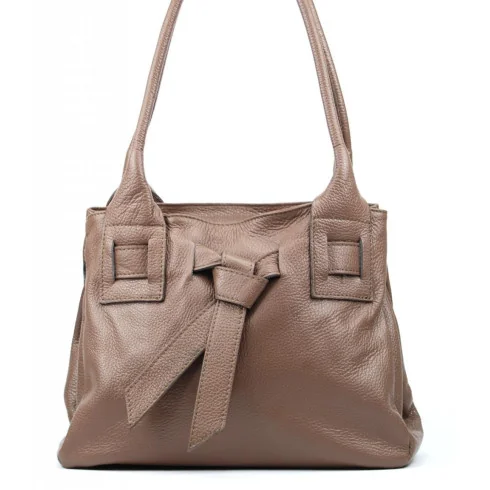 Sac à main femme tendance en cuir grainé Italien porté épaule marron foncé sac trapèze