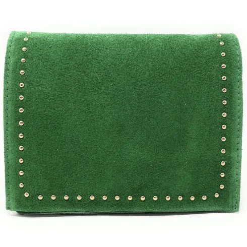 Sac bandoulière femme très tendance en daim porté de travers avec bandoulière réglable vert d’eau