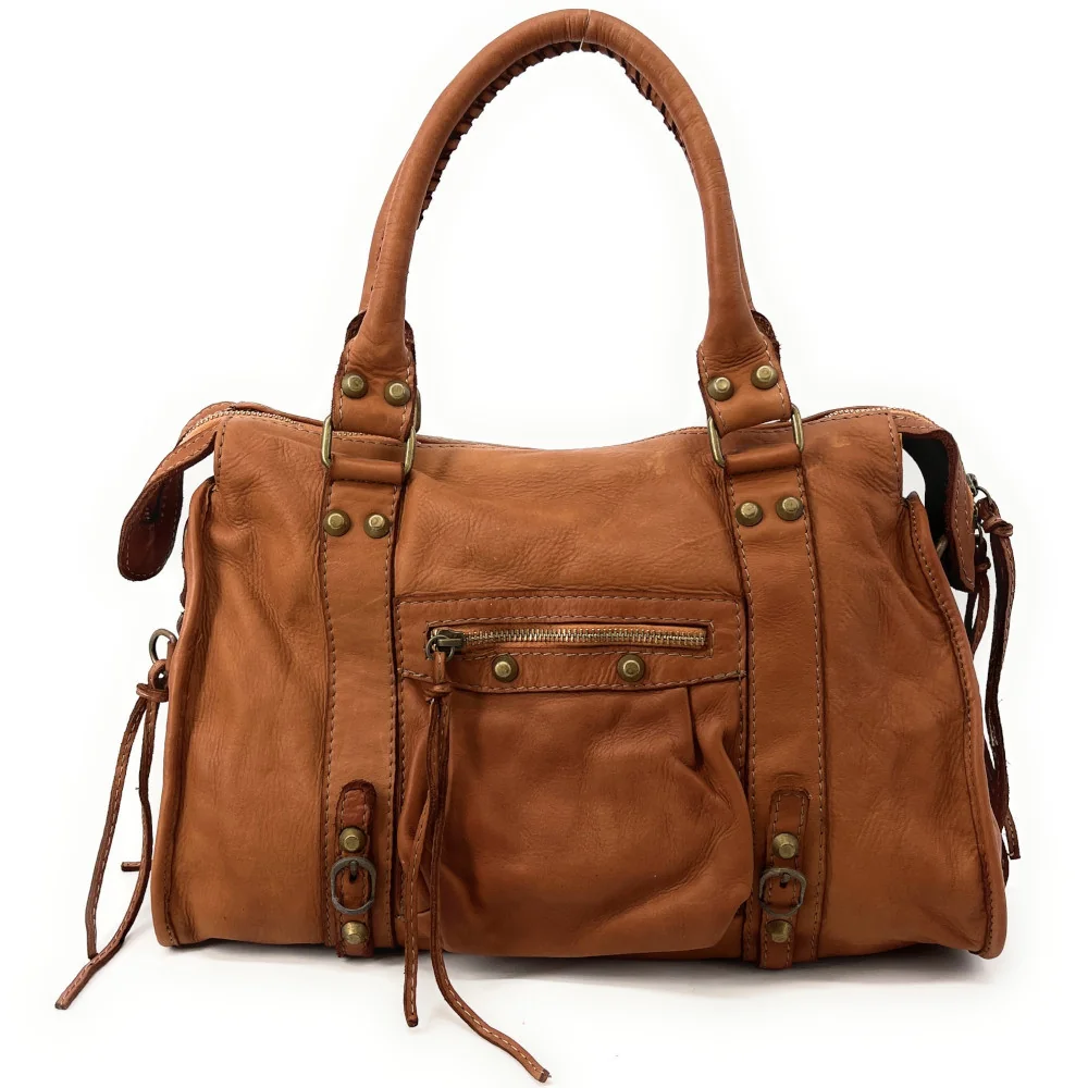 Sac deals cuir marron vintage