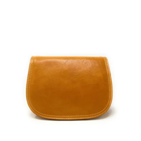 Sac en cuir tendance pour femme pur vachette lisse porté bandoulière jaune moutarde