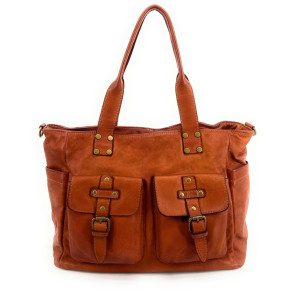 Sac cabas ou sac de rangement tendance moyen format orange et noir.