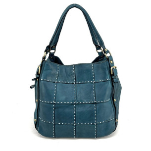 Petit sac carré cuir bleu – L Atelier des Dames