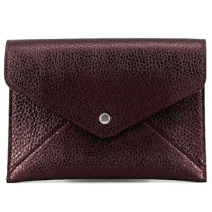 Porte-papiers en cuir irisé Made in France couleur bordeaux