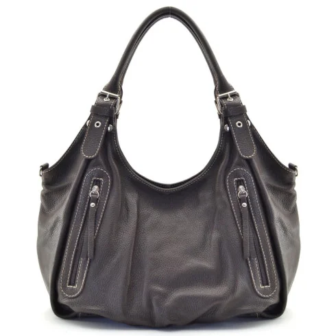 Sac à main femme en cuir grainé porté épaule et bandoulière gris clair sac tendance