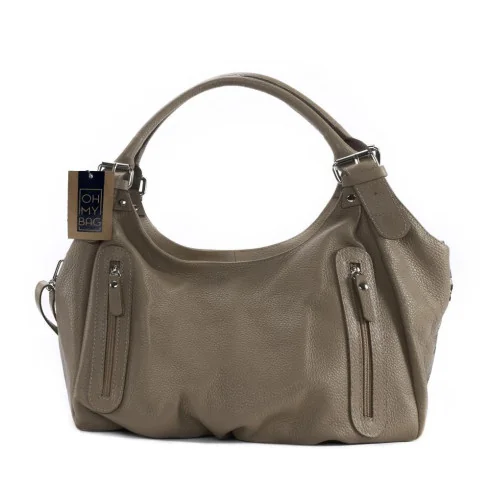 Sac à main femme tendance en cuir grainé porté épaule et bandoulière marron foncé