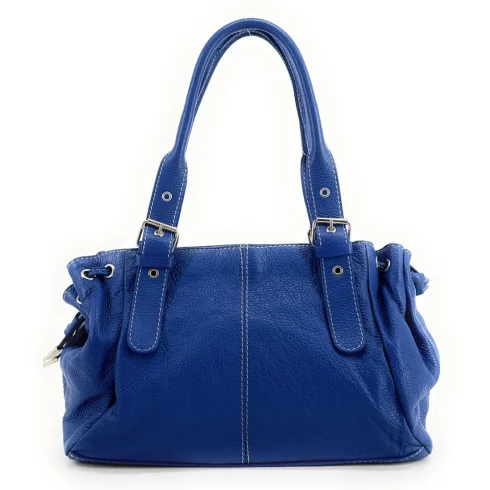 Sac à main baguette tendance pour femme en cuir italien grainé bleu roi