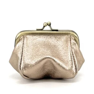 Pochette porte-monnaie en cuir glossy champagne pour femme