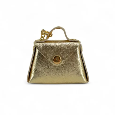 porte monnaie porte-clés micro-sac cuir metallise cuivre bronze