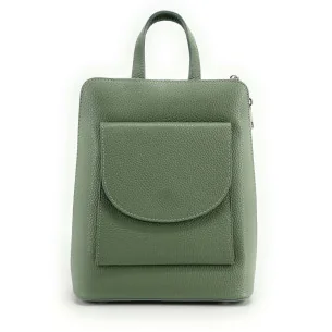 Sac très tendance femme en cuir italien grainé porté dos vert d’eau