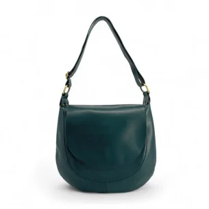 sac bandoulière tendance pour femme en cuir bleu vert canard cuir italien pur vachette