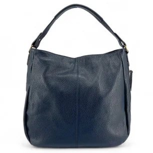 Sac à main mode femme en cuir porté épaule avec bandoulière amovible bleu foncé