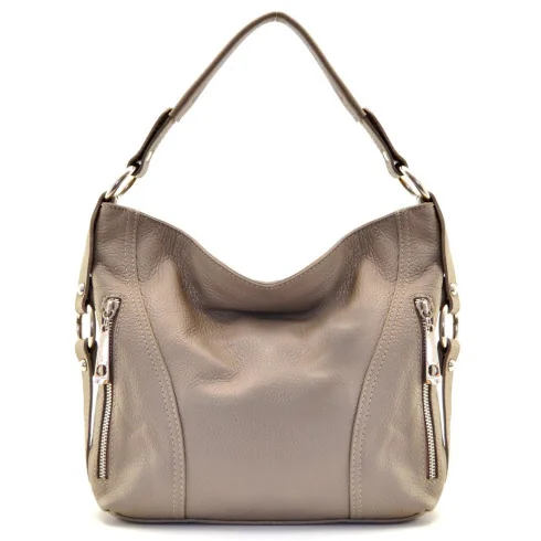 Sac à main femme en cuir italien grainé porté épaule et bandoulière beige sac très tendance