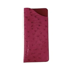 Etui à lunettes haute couture en cuir exotique rose fuchsia fabriqué en France