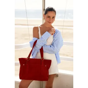 sac à main tendance femme rouge garance en cuir pur de vachette