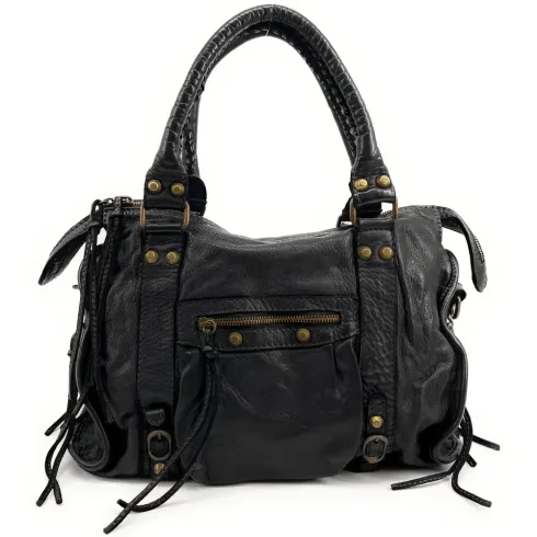 Sacs Femme Sac a main en cuir vintage STORM ROCK Noir