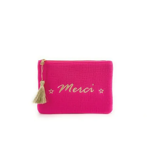 Pochette trousse en coton femme mode vert intense