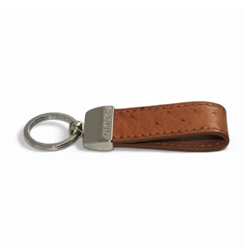 porte-clé femme et homme marron camel en cuir exotique