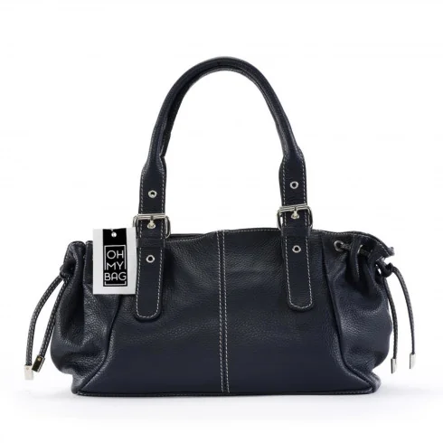 Sac à main baguette tendance pour femme en cuir italien grainé bleu roi