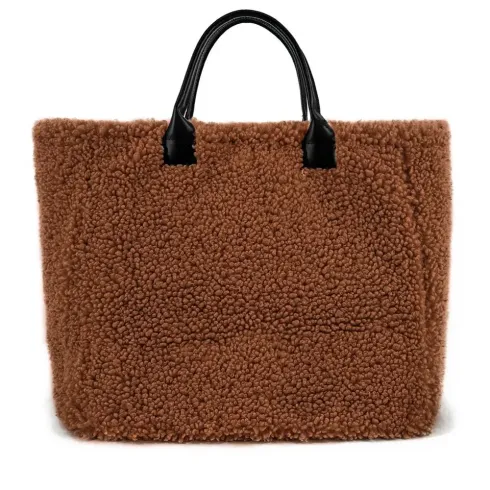 Sacs à main femme | Sac cabas peluche et cuir GRAND PILOU