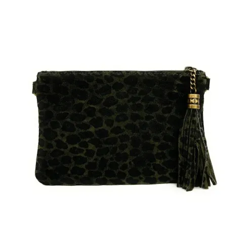 Sacs Femme | Sac pochette en cuir nubuck à motif MORGANE JUNGLE