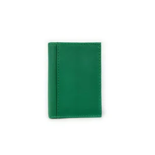 porte-cartes portefeuille en cuir lisse italien vert intense femme