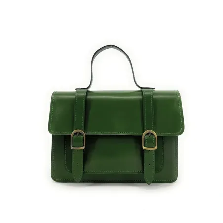 sac à main cartable vert intense pour femme en cuir