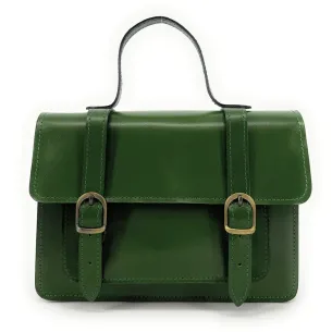 sac cartable tendance femme en cuir lisse italien vert intense