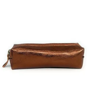 trousse en cuir irisé couleur bronze pour femme