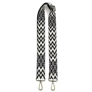 bandoulière sangle synthétique et cuir à motifs chevron noir