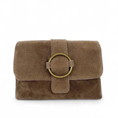 Sac en cuir nubuck de vachette marron camel porté main avec bandoulière amovible