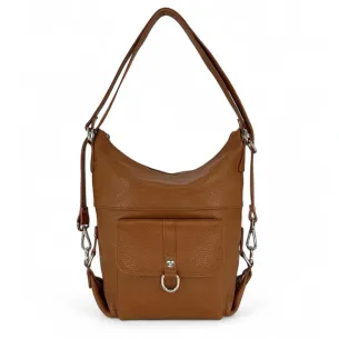 sac à main original en cuir italien grainé marron camel foncé