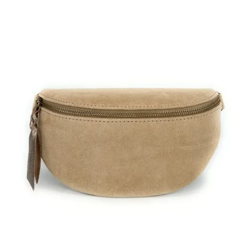 Sac ceinture pour femme en cuir pur vachette nubuck couleur brique tendance