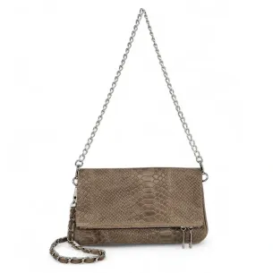 sac à main femme en cuir embossé italien taupe pur vachette