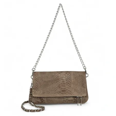 sac à main femme en cuir embossé italien taupe pur vachette