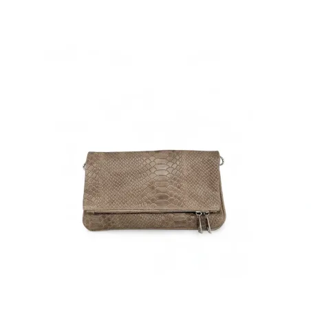 sac en cuir pour femme italien avec motifs python marron taupe