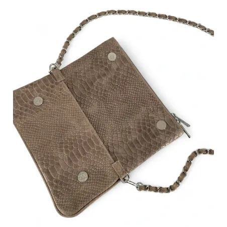 pochette femme en cuir à motifs python pur vachette italien