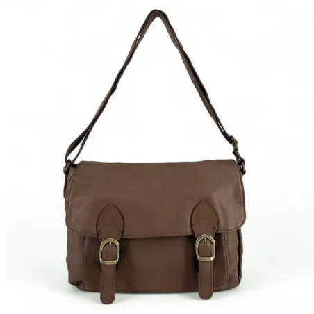 Sac cartable femme | Sac bandoulière en cuir lisse BUFFALO